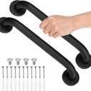 M METERXITY 2-Pack 12 Inch Anti Slip Grab Bars for Bathtubs and Showers, Stainless Steel Safety Shower Handle for Bathroom/Toilet/Seniors/Elderly Assist Bath Handle [Black]