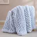 Smoofy Light Blue Throw Blanket for Couch Luxury Faux Rabbit Fur Blanket, Ultra Soft Fluffy Plush Fuzzy, Lightweight Warm Cozy Blanket for Bed Sofa, Aesthetic Room Decor Gift for Women 50"x60"