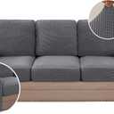 H.VERSAILTEX Multi-Pieces Sofa Covers Stretch Couch Covers Form Fitted Seats and Back Cushions Covers (3 Seat Covers Plus 3 Back Cusion Covers, Bonus 2 Armrest Covers), Grey (Neutral Gray)