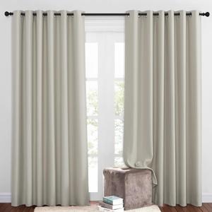 NICETOWN Room Darkening Slding Glass Curtain Panels - Window Treatment Thermal Insulated Grommet Light Blocking Drapes for Bedroom/Home Office (2 Panels, 80 by 84, Natural)