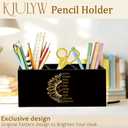 Christian Sunflower Pen Holder for Desk, Christian Gifts for Women, Inspirational Bible Verse Wooden Box Pencil Pen Holder Organizer for Home Office Desk Accessories