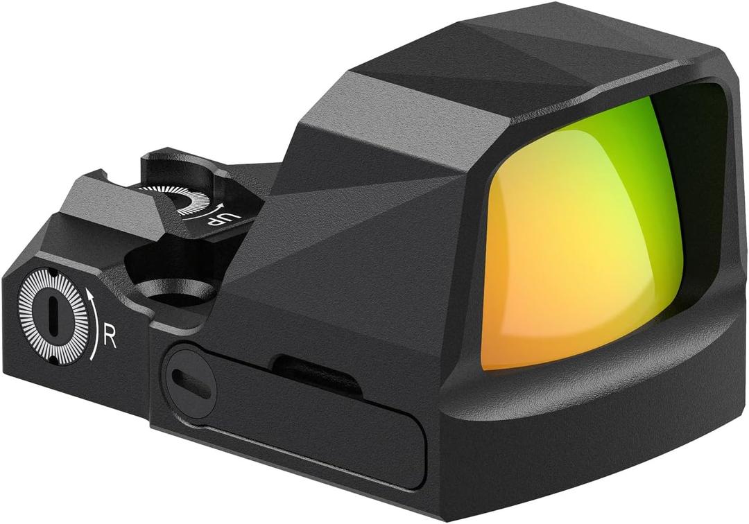 VOTATU PMD505-R Micro Red Dot for RMS/RMSc Footprint, Multiple Reticle Reflex Sight with Picatinny Mount - Shake Awake Optic for Pistol - 2 MOA Dot 46 MOA Circle