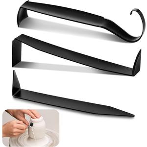 Leriton 3 Pcs Stainless Steel Double Ended Pottery Trimming Tools for Clay and Ceramic Trim 3 Styles Pottery Carving Tools Set for Sculpture Ceramics Hand-Made Clay Art Craft Modelling Carving
