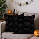 Fall Halloween Ghost Throw Pillow Covers 18x18 Set of 2 - Cute Ghost Horror Decor Pillow Cases - Faux Fur Decorative Pillows for Home Couch - Spooky Hallowen Party Decorations Indoor - Black Bat