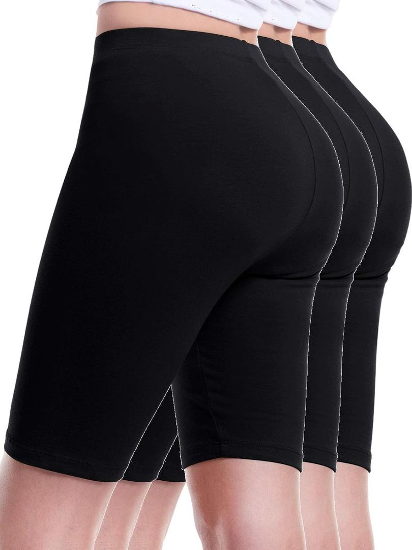 Design by Olivia Women's Basic High Waisted Active Yoga Soft Biker Shorts (X-Large, 3pack - Black/Black/Black)