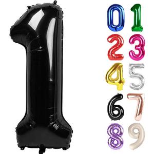 1 & 2Balloon - Black Birthday Number Balloons, 40 Inch Large Foil Balloons for Men Women Boys Girls Black Themed Birthday Decorations