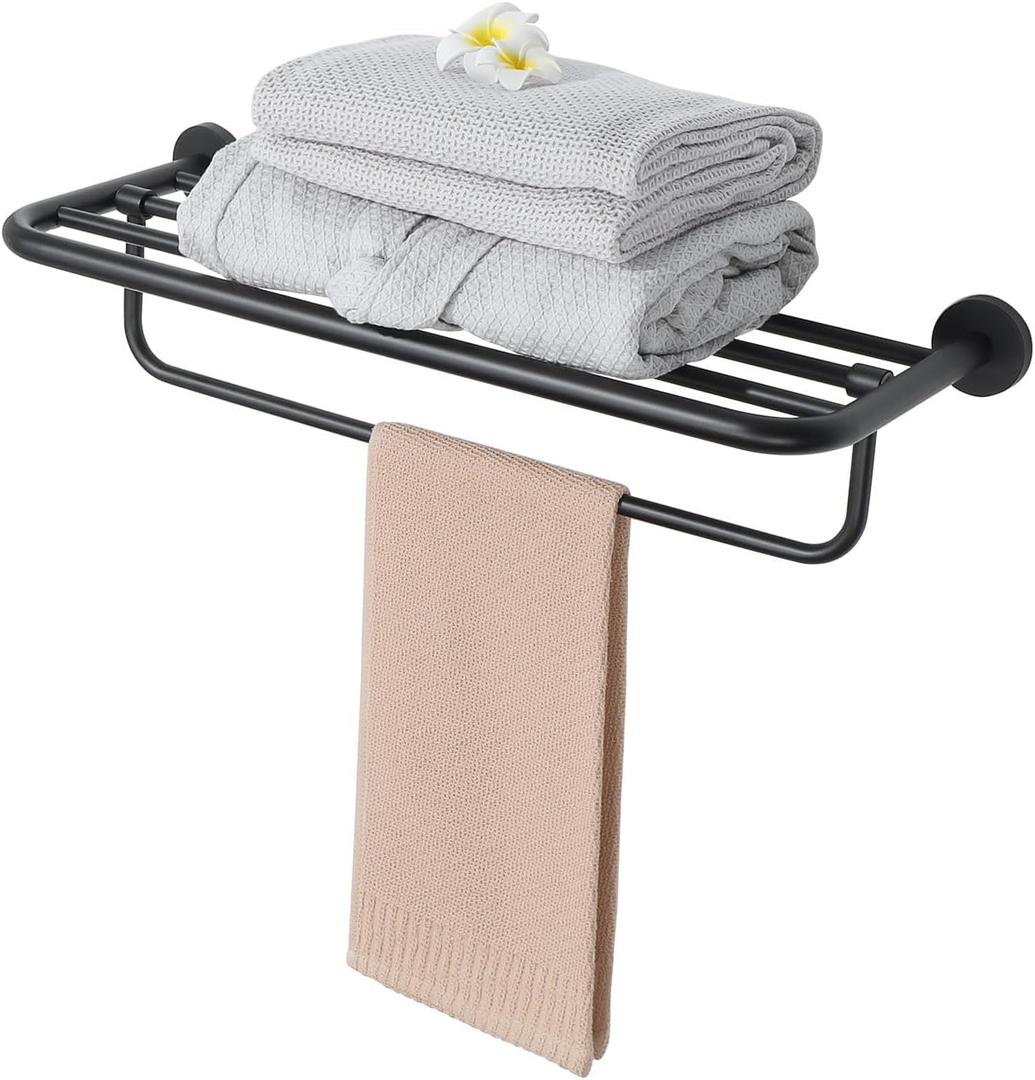Alise 24 Inch Towel Racks for Bathroom, SUS 304 Stainless Steel Towel Rack Wall Mounted with Tower Bar, Heavy Duty Towel Shelf Bathroom Towel Rack (Matte Black)