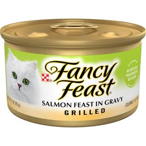 Purina Fancy Feast Grilled Wet Cat Food Salmon Feast in Wet Cat Food Gravy - (Pack of 24) 3 oz. Cans (EXP 12/09/27)