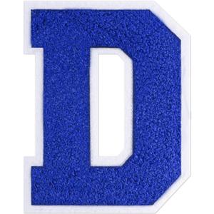 2 x 6-1/2" Varsity Letter Patches Blue Iron On Letters Letterman Jacket Patches Chenille Large Iron On Letters for Clothing Jacket/Hoodie/Varsity D