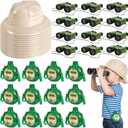 Haysandy 36 Pcs Kids Explorer Kit Include 12 Plastic Explorer Safari Hats and 12 Water Bottles and 12 Adventure Binoculars for Jungle Camping Outdoor Activity Party Birthday Gifts