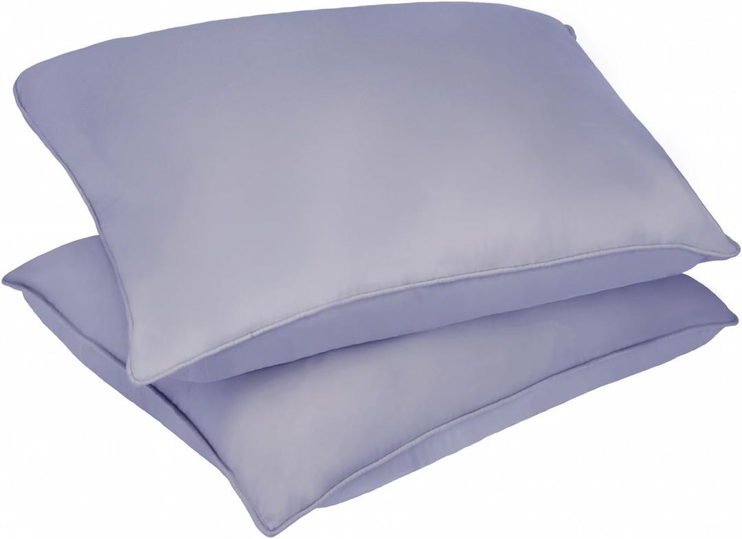 2 Pack Home Stain and Water Resistant Microfiber Bed Pillow 2-Pack, Standard