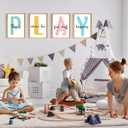 Set of 4 Framed Kids Playroom Wall Art Prints, 12x16' Toddler Nursery Canvas Artwork for Children's Bedroom