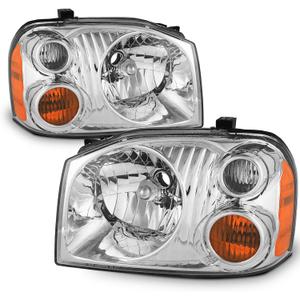 APSVE 2PCS Chrome Headlight Headlights Compatible with 2001 2002 2003 2004 Nissan Frontier (Base XE) Headlight+Corner Parking Turn Signal Marker Light, Clear