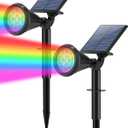 Color Changing Solar Spot Lights Outdoor Waterproof 180 Adjustable Colored RGB Solar Powered Landscape Lights for Yard 7 Lighting Modes Solar Spotlights for Pathway Garden Outside (2 Pack)