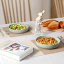 LIANYU Pasta Bowls Set of 2, 33oz Large Stoneware Salad Serving Bowls, Round and Wide Pasta Plates for Dinner, Dishwasher & Microwave Safe, Fog Green