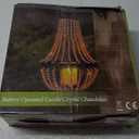 Hanging Candle Lantern Outdoor, 27” Battery Operated Modern Clear Acrylic Crystal Chandeliers with Flickering Yellow Led Candle Light S Hooks for Garden, Backyard, Gazebo, Room Indoor Indoor Decor