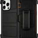 for Defender Phone Case iPhone 15 Pro Case with Clip Holster,Heavy Duty Rugged Full-Body Protective,3 Layers of Sturdy,Military-Grade Shockproof Cover for iPhone Pro 15 Case Defender(Black & Orange)