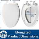 BEMIS 7900TDGSL Commercial Heavy Duty Closed Front Toilet Seat with Cover, Industrial No Slam Seat with Secure Installation, Made in USA, Elongated, White