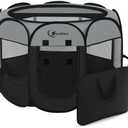 Dog Cat Playpen, Puppy Pet Playpen Indoor for Dog Crate Tent Cage Outdoor, Portable Pop Up Dogs Enclosure Kennel with Carrying Case for Dogs/Cats/Rabbits (Dark Grey, Medium)