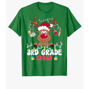 3rd Grade Squad Reindeer Christmas Third Grade Teacher Xmas T-Shirt M