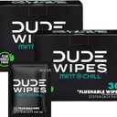 DUDE Wipes On-The-Go Flushable Wet Wipes - 30 Count, Pack of 2 - Mint Chill Extra-Large Individually Wrapped Wipes with Eucalyptus & Tea Tree Oil - Septic and Sewer Safe