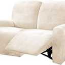 ULTICOR Reclining Love Seat Slipcover, 48" - 65" L, 6-Piece Velvet Stretch Loveseat Reclining Sofa Covers, 2 seat Love seat Recliner Cover, Thick, Soft, Washable (Ivory)