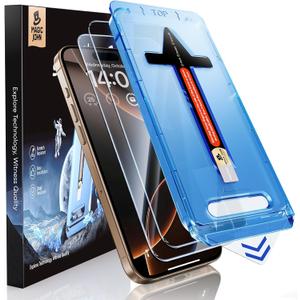 MAGIC JOHN 2 Pack for iPhone 16 Pro [6.3 inch] Tempered Glass Screen Protector, HD Clear, Bubble Free, Easy Installation, Auto Dust-Elimination, 16Pro 6.3''