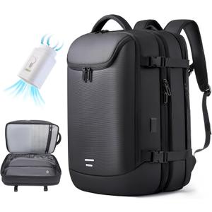 Vacuum Backpack Travel with Pump, 50L Expandable Vacuum Compression Backpack with Vacuum Seal, Water Resistant 17 Inches Laptop Backpack for Women & Men with USB Charging Port