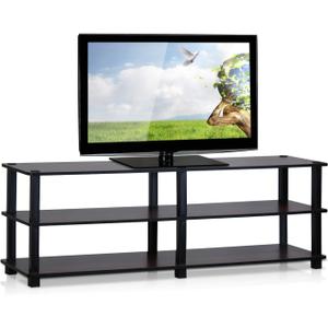 Furinno Turn-S-Tube No Tools 3-Tier Entertainment TV Stands, Dark Cherry and Black, 55-inch No Tools