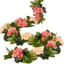 4 Pack Artificial Flower Garland Silk Roses Vines Fake Flowers Garland with Flowers Hanging Flowers Garlands for Wedding Arch Room Decoration 7.2 Ft (Orange)