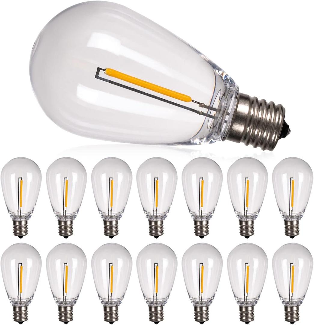 addlon LED Replacement Bulbs 1W S14,15 Pack Waterproof E17 Screw Base for Outdoor LED String Lights Shatterproof