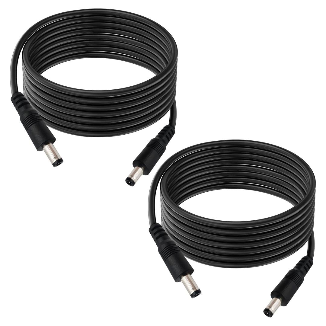 DC5.5x2.1mm 12V Male to Male Cable 18AWG Male to Male Extension Cable 12V Emergency Power 5521 Connector(16.4ft-2pcs)