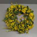 J'FLORU Artificial Spring Wreath 22 Inch Summer Wreaths for Front Door Yellow Daisy Wreath for Indoor Outdoor Home Decor and Easter Celebration