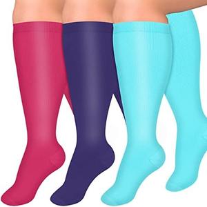 Diu Life 3 Pairs Compression Socks for Women and Men Wide Calf Extra Knee High Support for Circulation, 4XL