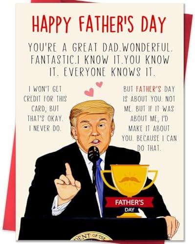 ACHICGIRL Funny Fathers Day Card for Dad Husband, Happy Fathers Day Card Gifts from Daughter Son, Great Father's Gifts Idea for Men Him, Pack of 8