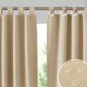 RYB HOME 2 Panels Outdoor Curtains for Patio Waterproof Sticky Top Block Sunlight Thermal Insulated Privacy Assured Thick Outside Curtains for Porch, Balcony, Pergola, W52 x L84, Beige