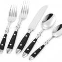 20-piece Silverware Set for 4, Everyday Flatware, Black Handles Utensils Set, Retro Stainless Steel Forks and Spoons, Mirror Finished Utensil Sets for Home Restaurant, Dishwasher Safe Cutlery