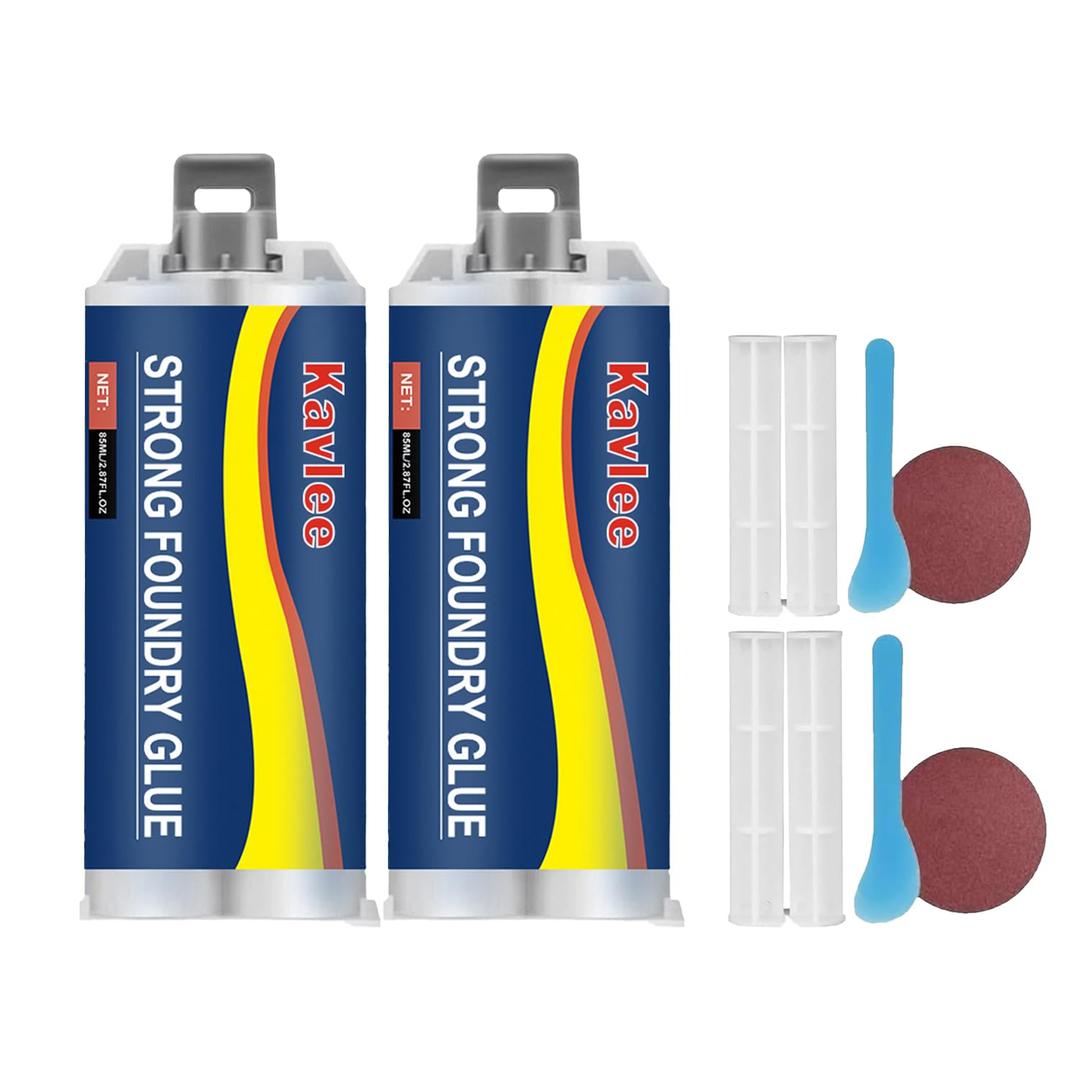 Strong Foundry Glue, High Temperature Resistant Casting Repair, Metal Repair Glue, Premium Liquid Welding Filler for Metal Defects and Repairs, 2pcs (AB2PC)