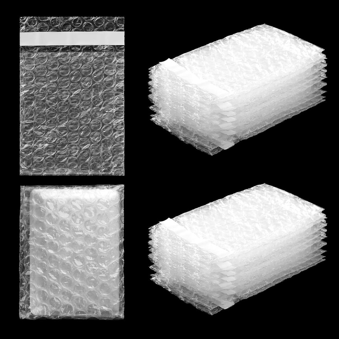 Frienda 300 Pcs Clear Self Sealing Bubble Cushion Bags Double Wall Bubble Pouch Bag Plastic Shockproof Protective Packing Bags for Small Business Moving Shipping Packaging Storage(3.15" X 4")