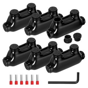 Joinfworld Insulated Inline Splice Connector 2/0-6 Gauge Aluminum to Copper Wire Connectors 6 AWG Splice Aluminum Wire Connectors UL Listed with Slotted Allen Hex - 6 Pack