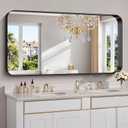 FORBATH 60x30 Inch Large Bathroom Mirror for Double Sinks, Brushed Black Deep Frame Wall Mirror with Rounded Corners, Anti-Rust Tempered Glass for Modern Farmhouse Vanity (Horizontal/Vertical)