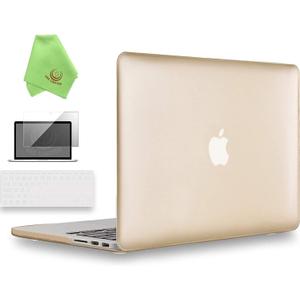UESWILL 3 in 1 Luxury Gold Hard Case Compatible with MacBook Pro (Retina, 15 inch, Mid 2012/2013/2014/Mid 2015), Model A1398, NO CD-ROM, NO Touch Bar + Keyboard Cover and Screen Protector, Gold (MacBook Pro 15" Retina A1398)