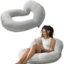 INSEN Reading Pillow, Back Pillow for Sitting in Bed and Couch, Gaming Pillow for Adults, Sit Up Support for Bed, Grey Jersey