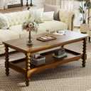 YOSHOOT Wood Coffee Table, Classical Coffee Tables, Center Table for Living Room, Walnut, 18.9"D x 41.3"W x 17.7"H