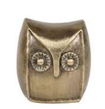 HD Designs Aluminum Owl - Gold, 4.5 in 
