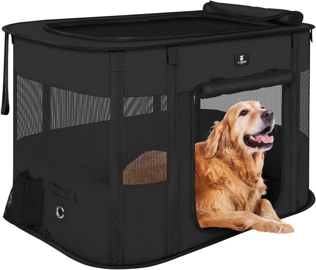 X-ZONE PET Dog Playpen, Puppy Cat Play Pen Portable Foldable Indoor/Outdoor Tent Crate Cage, Portable Pet Crate Large Size Black 45"