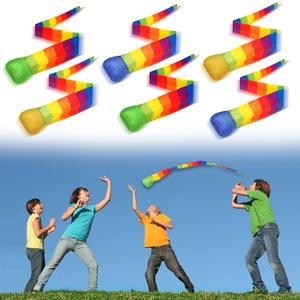 Chalyna 6 Pieces Throw and Catch Ball, Rainbow Tail Foam Ball Sports Comet Balls Soft Colorful Play Playground Toys Bulk for Indoor Outdoor Kids Adults School Training Gift, 23.62 Inch Long