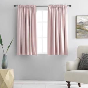 48 Inch Length Blush Pink Curtains for Girls Baby Room - Light Pink Kitchen Room Darkening Thermal Insulated Curtains for Bathroom Small Window,52" Wide by 48" Long,1 Pair