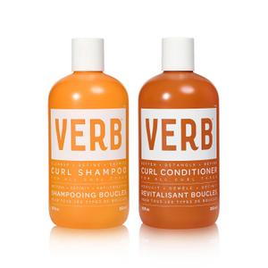 Verb Curl Shampoo & Conditioner Duo - Mild, Cleanse and Smooth Curl Defining Shampoo for Frizzy Hair + Soften, Define and Hydrate Frizz Control Conditioner - Vegan & Sulfate Free, 12 fl oz (pack of 2)