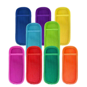 REIFUT 8 Pieces in 7 Colors Reusable Popsicle Holders Popsicle Bags Freezer Ice Pop Sleeves Anti freezing Ice Pop Holders